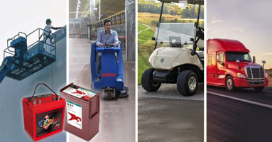 AGM Batteries for golfcart, floor cleaning machines, material handling equipment and aerial work platform
